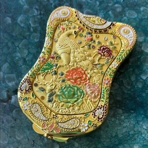 Ornate Gold and Multicolor Compact Mirror